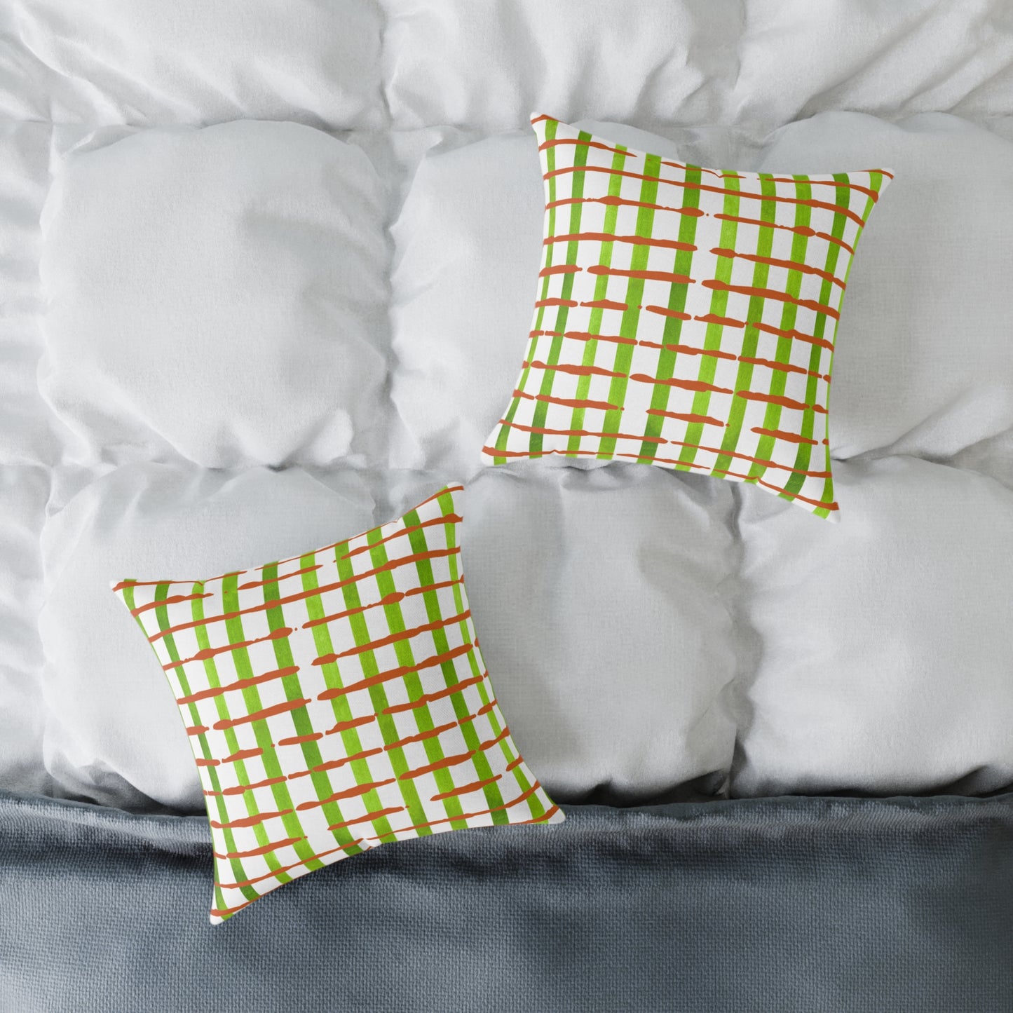 Fresh streaks and sweet stripes square canvas poly pillow, 16" x 16"