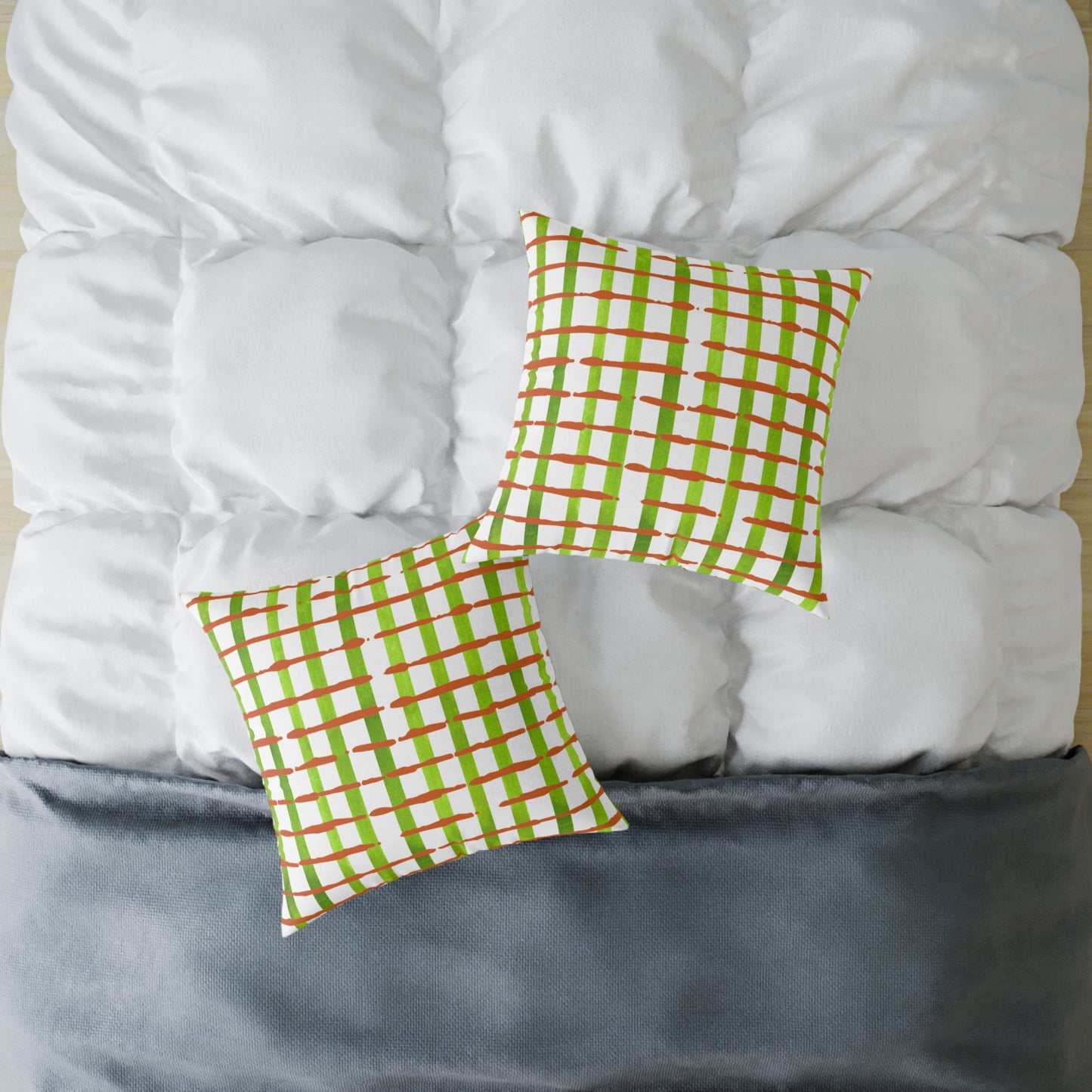 Fresh streaks and sweet stripes square canvas poly pillow, 16" x 16"