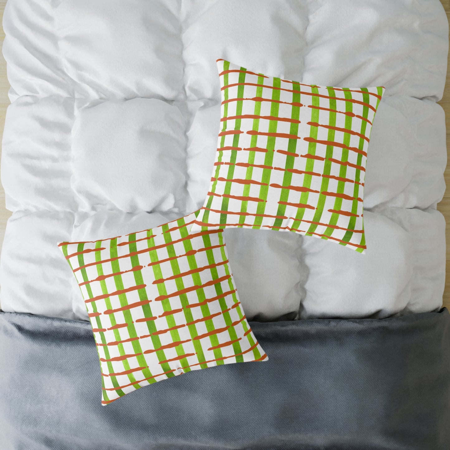 Fresh streaks and sweet stripes square canvas poly pillow, 16" x 16"