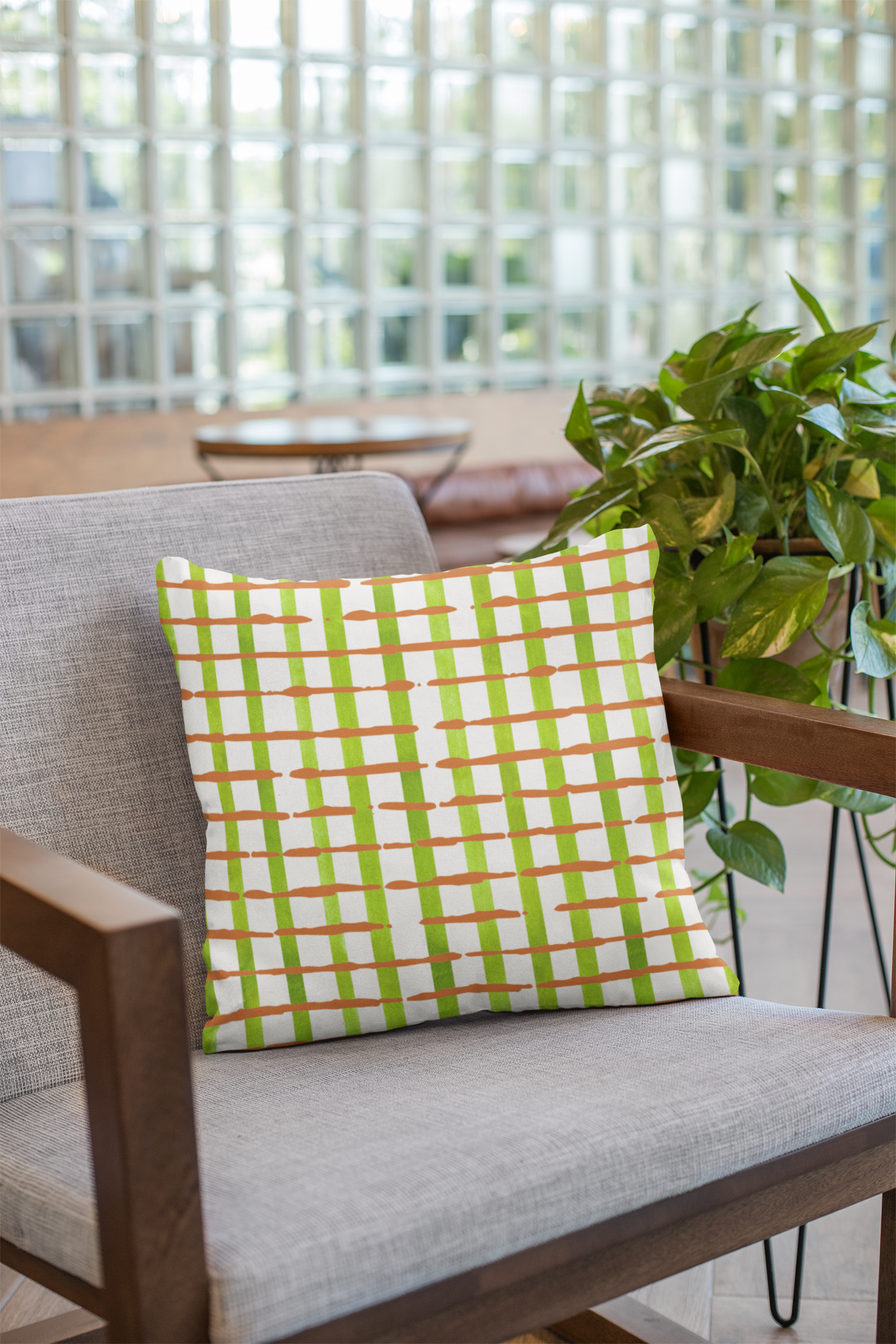 Fresh streaks and sweet stripes square canvas poly pillow, 16" x 16"