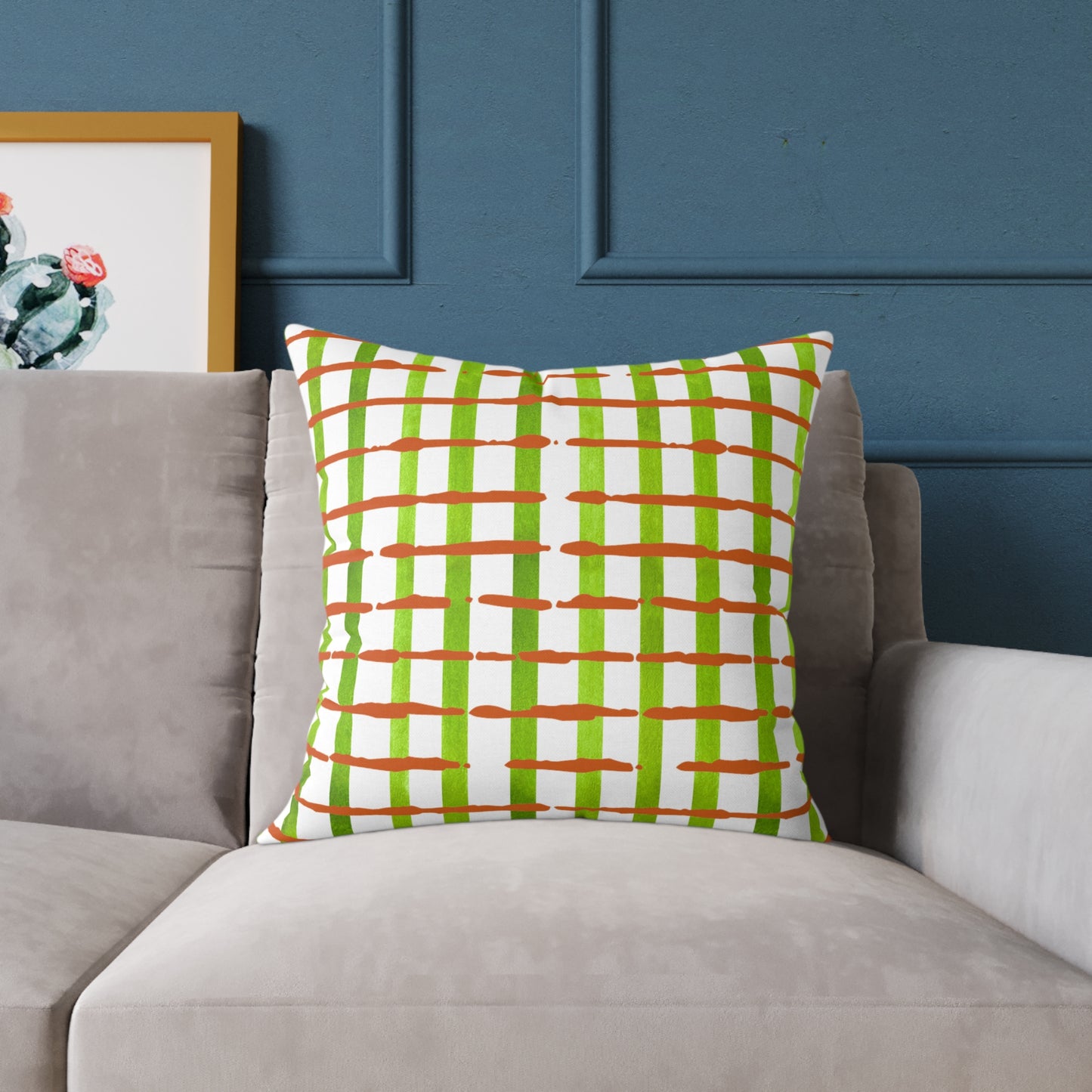 Fresh streaks and sweet stripes square canvas poly pillow, 16" x 16"