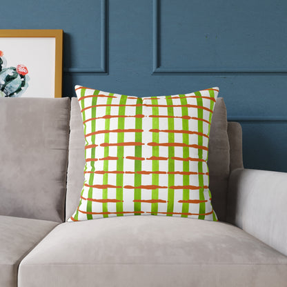 Fresh streaks and sweet stripes square canvas poly pillow, 16" x 16"